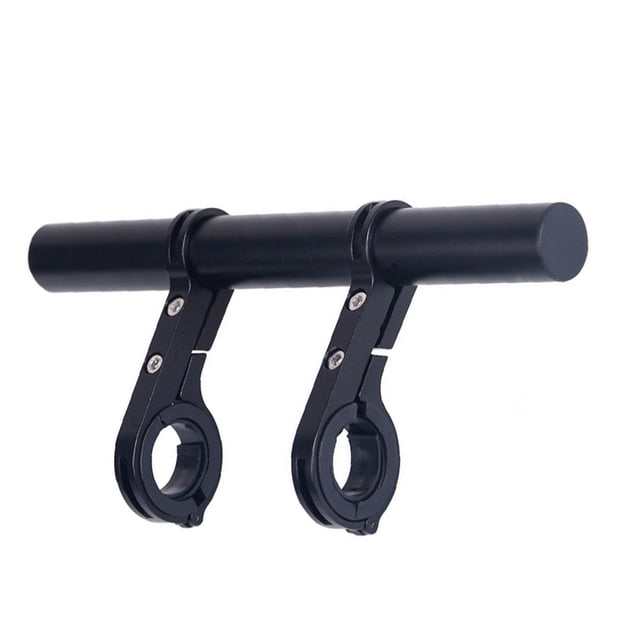 relayinert Bicycle Handlebar Extender with Double Clamps Front Flashlight Extension Bracket Mounting Rack Adapter Supplies Black Aluminum Alloy 1Set