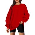 thumbnail image 2 of ORUYROP Chandails en Molleton Surdimensionnés pour Femmes Manches Longues Col Rond Chandail Décontracté Ample Couleur Unie Polaire Tops Pulls, 2 of 7