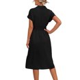 thumbnail image 3 of Innerwin Robe Chemise Boutonnée Robes Midi pour Femmes Vacances Manches Courtes Ample Noir TG, 3 of 4