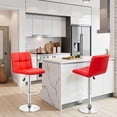 thumbnail image 2 of BestOffice Ensemble de 2 Tabourets de Bar Pivotants à Hauteur de Comptoir Réglable, Chaises de Salle à Manger d'Extérieur, Cuir, Rouge, 2 of 8