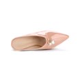 thumbnail image 4 of BLISSFUL STEP Women's Pearl Bow Block Heel Slides Mules Nude 7, 4 of 7