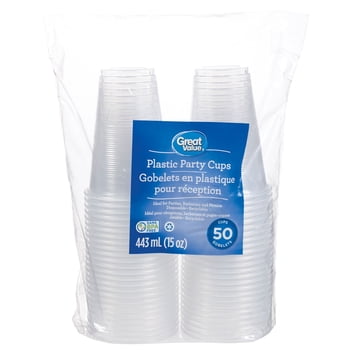 Great Value Gobelets en Plastique pour Réception, 50 Gobelets