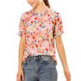 thumbnail image 2 of INSPIRE CHIC Blouse pour Femme à Fleurs à Volants Manches Courtes Col à Volants Blouses Décontractées S Blanc, 2 of 8
