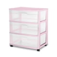 thumbnail image 1 of Sterilite Wide 3 Drawer Cart, Pink, 1 of 5