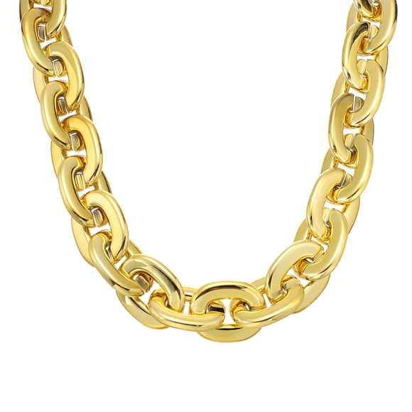 Plastic Chain Necklace, 39 Inch Hip Hop Rapper Chunky Chain Fake Thick Gold Chains Jewelry Party Costume Necklace Accessory for Men Women (Gold)