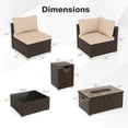 thumbnail image 3 of Costway Ensemble de Canapé Sectionnel en Osier pour Patio 12 Pcs avec Table de Foyer au Propane de 32 Pouces Support de Réservoir Brun, 3 of 7