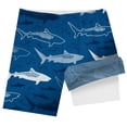 thumbnail image 3 of Sunnyoo Little Boys Shark Print Quick Drying Swim Trunks with Compression Liner, 3 of 4