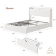 thumbnail image 2 of Boucle Queen Bed Frame with Storage Headboard, Upholstered Bed Frame Full Size with Charging Station, LED Lights, 4 Storage Drawers, No Box Spring Needed, Noise Free, White, 2 of 9