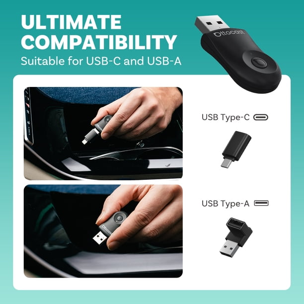 Ottocast Mini Wireless CarPlay Android Auto Adapter 2 In 1 Plug