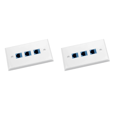 2Pack 3-Port Ethernet Wall Plate, RJ45 Wall Plate with RJ45 Inline Coupler Insert,Cat6 Wall Plate