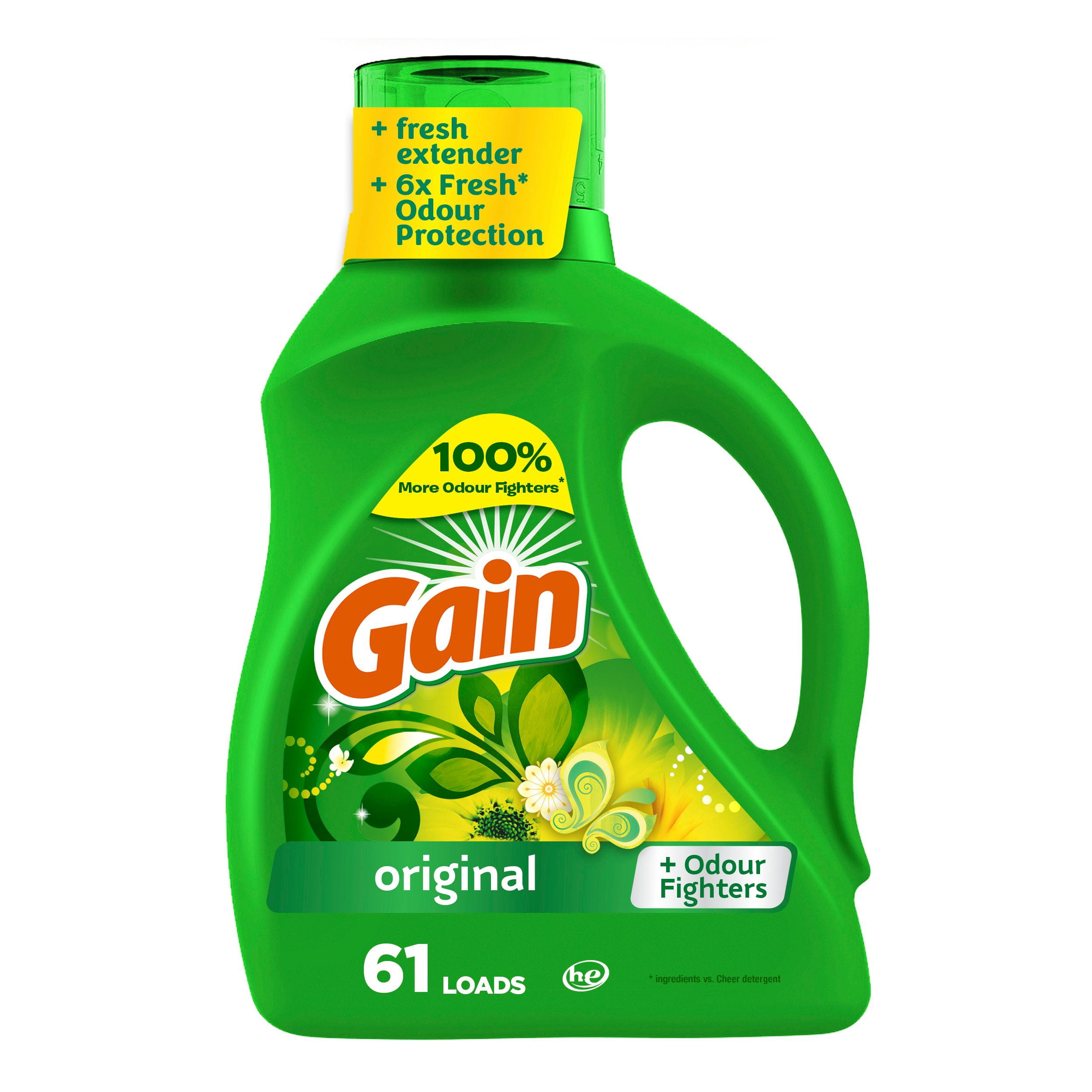 Gain Liquid Laundry Detergent, Original Scent, 2.39 L, 61 loads, Freshness + Odour Fighting, High efficiency washing machine iquid cleaning soap