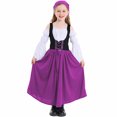 thumbnail image 1 of Robes à Manches Longues pour Petites Filles Robe à Manches Longues à Col Rond Longueur Cheville Robe à Manches Longues à Col Rond Longueur Cheville pour Femmes Couleur Unie Violet P, 1 of 3