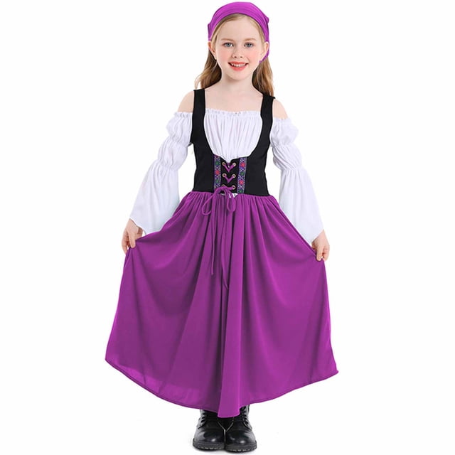 Robes à Manches Longues pour Petites Filles Robe à Manches Longues à Col Rond Longueur Cheville Robe à Manches Longues à Col Rond Longueur Cheville pour Femmes Couleur Unie Violet P