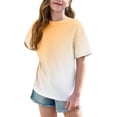 thumbnail image 3 of DecSea Girls Short Sleeve T shirt Kids Summer Oversized Gradient Crew Neck Tops Casual Basic Tee 5-14Years, 3 of 8