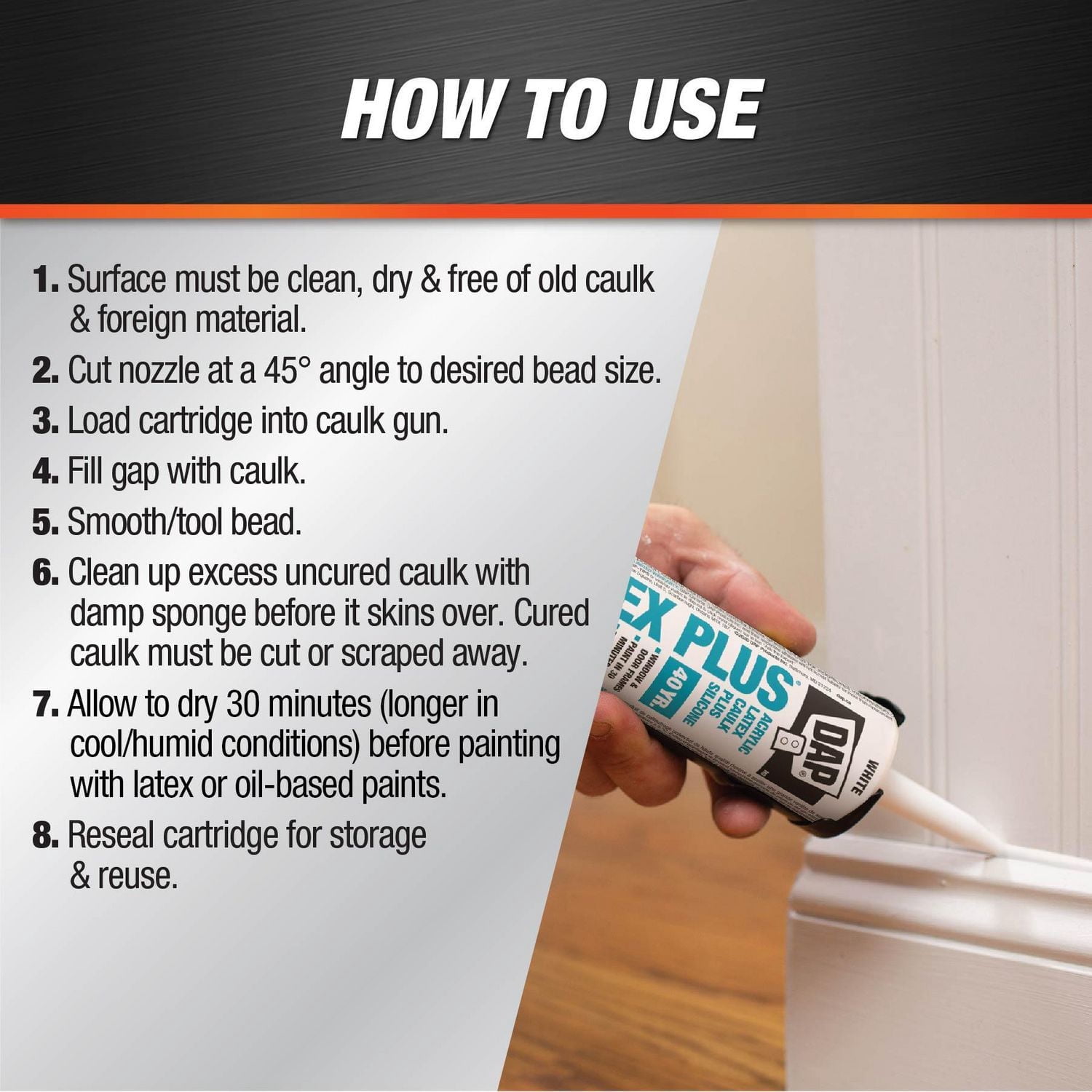 DAP Canada Alex plus Acrylic Latex Caulk plus Silicone, 300ml, Clear