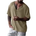 thumbnail image 1 of CHGBMOK Chemise de Compression Homme Mode Décontractée Unie Manches Courtes Col en V Blouses Chemises Tailles P-3TG, 1 of 6