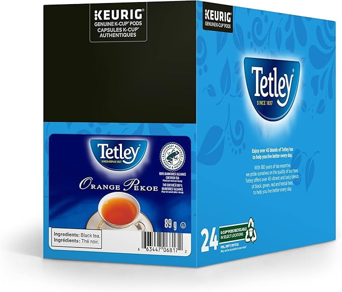 Tetley Orange Pekoe K - , 24 Count for Keurig Coffee Makers (2 Packs, Total 48 Pods)