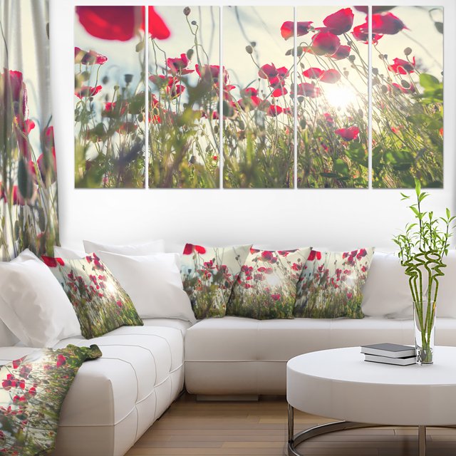 Poppy Flowers on Summer Meadow - Floral Canvas Art Print