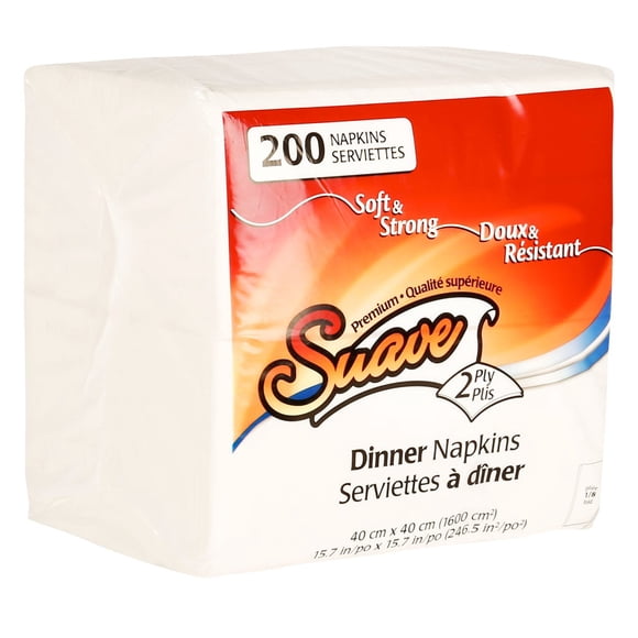 Suave Dinner Napkins 2-ply 1/8 Fold 4 packs of 200