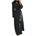 thumbnail image 1 of Yuyuzo Robes de Printemps pour Femmes 2025 Robe Chandail à Manches Longues à Col Ras du Cou Robe en Tricot Côtelé Fluide Coupe Évasée Robes Maxi, 1 of 5