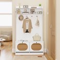 thumbnail image 4 of Costway 4-In-1 Hall Tree Entryway Bench with Coat Rack & Flip Drawers 6 Dual-Hook Hangers White, 4 of 10