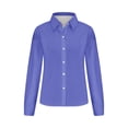 thumbnail image 5 of Besolor Button Down Shirts for Women Solid Color Long Sleeve Colared Tops Loose Office Blouses for Casual Work, 5 of 5