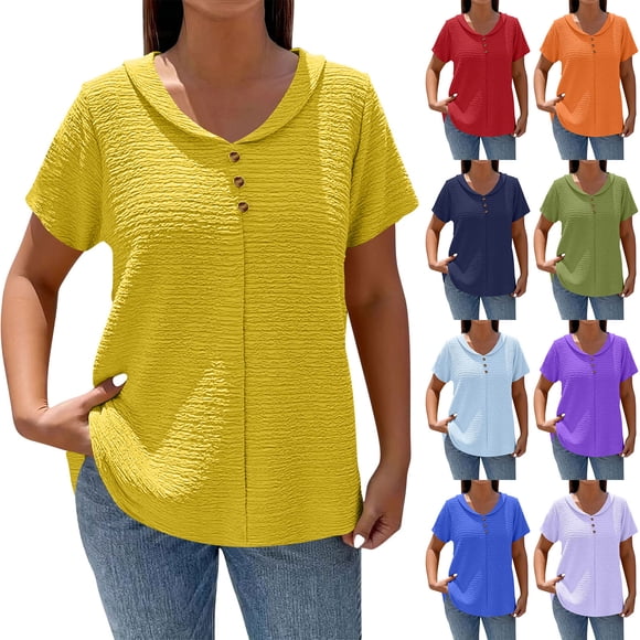 Sentmoon Shirt Women Peter Pan Collar Women Clothes Button Down Pleated Regular Fit Solid Color Breathable Cute Tops Delightful Hawaiian
