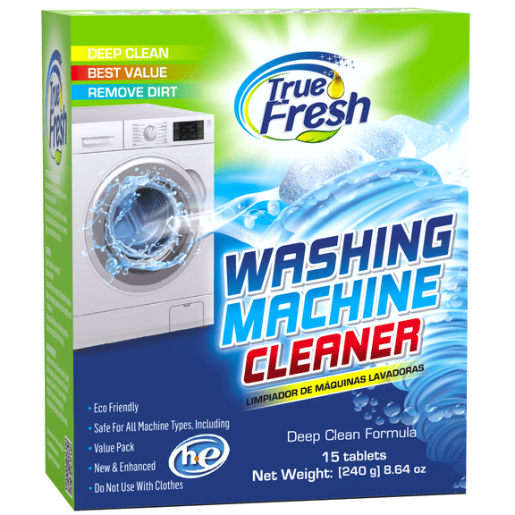 True Fresh Washing Machine Cleaning Tablets 15 Pack, Washer Machine Cleaner Tablets, Washer Cleaner Tablets Front Loader and Top Loader