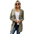 thumbnail image 1 of Women's Cable Knit Long Sleeve Sweater Button Open Front Cardigan Loose Outerwear with Pocket, 1 of 3