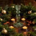 thumbnail image 3 of Holiday Time Christmas Green Glass Candle Holder 6.14", Indoor, 3 of 5
