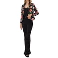 thumbnail image 2 of INSPIRE CHIC Blazer pour Femme à devant Ouvert Veste de Tailleur Courte d'Été pour le Travail m Noir Rouge à Fleurs, 2 of 6