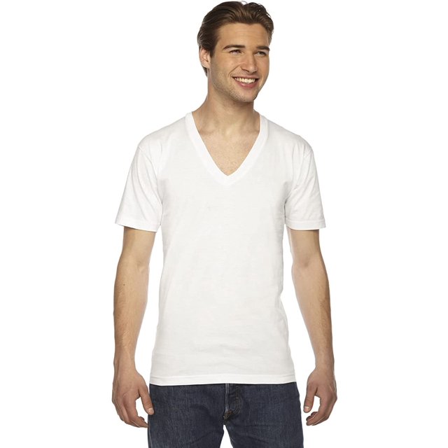 American Apparel T-Shirt Unisexe à Manches Courtes Col en V, S, Blanc