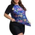 thumbnail image 3 of FOLUNSI Womens Plus Swimsuits 2 Piece Rash Guard Raglan Short Sleeve with Boyshorts Surfing Swimwear 0X-5X, 3 of 5