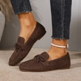 thumbnail image 2 of Brown Loafers For Ladies With Flat Soft Round Toe Sole Slip On Bow Detail Breathable Solid Color For Casual Everyday Wear All Seasons Size 39, 2 of 9