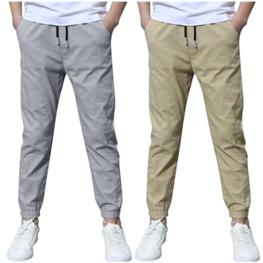 biudgviw Pantalons de Jogging pour Tout-Petits Garçons 2 Pcs Légers à Cordon, Fuselés, en Coton et Lin, Pantalons d'Entraînement et de Détente avec Poches