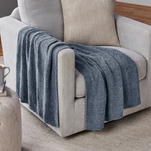 Mainstays Grey Chenille Throw, 50" x 72"