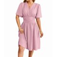 thumbnail image 1 of Robe Femme Été Décolleté en V Profond Élégante Mini-Robe à Volants Taille Robes Rose Pâle L, 1 of 10
