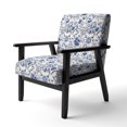 thumbnail image 3 of Designart "Flourishing Renaissance In Cobalt Blue" Blue Floral Upholstered Accent Chair - Cottage Arm Chair For Living Room, 3 of 7