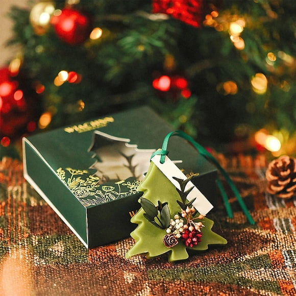 Kmonabie Pastilles de Cire Parfumées au Sapin de Noël Faites à la Main, Assainisseur d'Air en Cire Naturelle pour Éliminer les Odeurs, Décoratif Multifonction pour Garde-Robe Placard Maison Cadeau des Fêtes, Vert