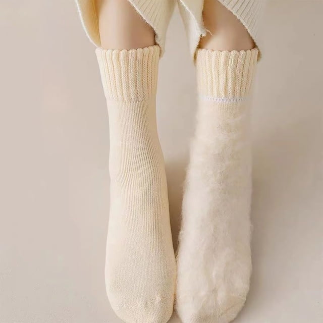 Ohufall Men's And Women's Winter Socks Are Comfortable Breathable Knitted Drawstring Mid Tube Socks