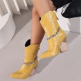 thumbnail image 1 of Qertyioot Bottes de Neige Zippées pour Femmes, Bottes Mode Unies à Talons Hauts Pointus, 1 of 6