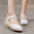 thumbnail image 2 of Sandales Espadrilles à Talon Compensé pour Femmes, Bride à la Cheville à Boucle, Sandales Plateforme Décontractées d'Été, Chaussures pour Femmes à Bout Fermé, Compensées Rétro, 2 of 9