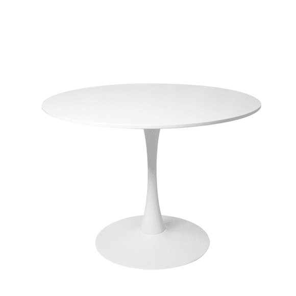 Aykah Round Modern Dining table for 2/4 - Manufactured Wood Round Table - Saves Space with Metal Pedestal Base For Dining Room, Kitchen, Living Room (White)