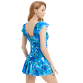 thumbnail image 2 of BIMEI Maillot de Bain une-Pièce pour Femme Post-Mastectomie avec Poches, Maillot de Bain à Jupe, Cordon de Serrage, Jupe Froncée Imprimée, Robe de Bain avec Shorty 988, Bleu, 3TG, 2 of 9