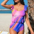 thumbnail image 2 of Women's Leopard Print Tankini Set Allover Floral Swimsuit with Adjustable Back, Two Piece with Soft Cups for Pool, 2 of 6
