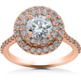 thumbnail image 1 of 1 ct Double Halo Diamond Lab Created Engagement Ring 14k Rose Gold, 1 of 1