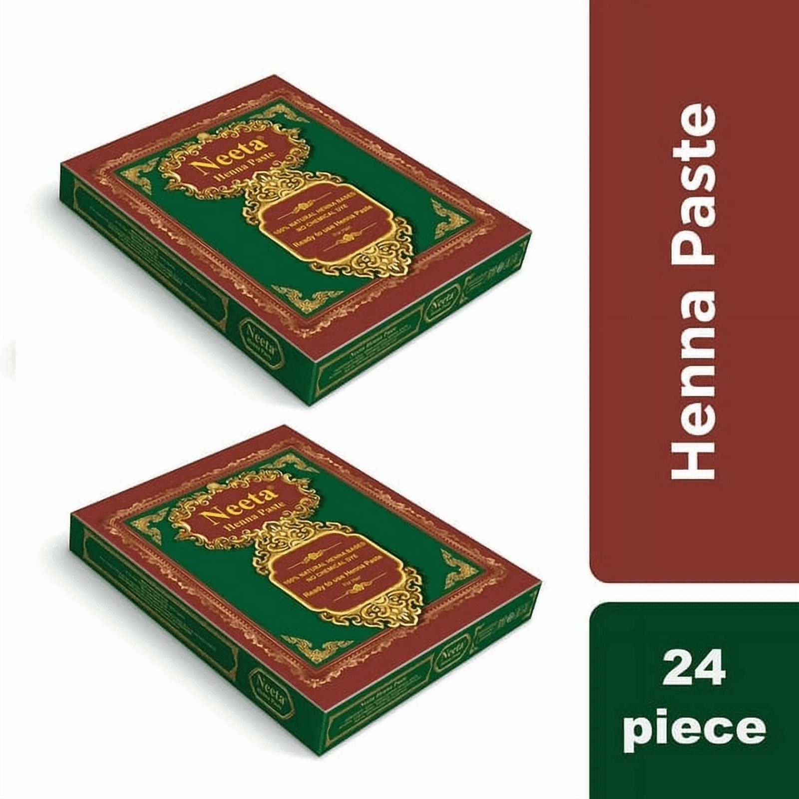 Neeta 24 Pack 100% Natural Ready to Use Henna Paste Cones, Reddish