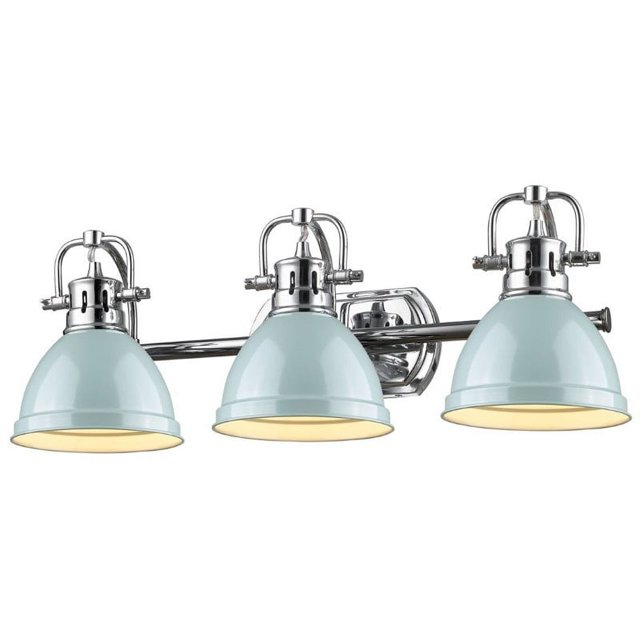 Beaumont Lane 3 Light Steel Vanity Light in Chrome and Seafoam