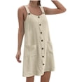 thumbnail image 1 of QIPOPIQ Robe Camis Sans Manches à Col Rond pour Femme Été Nouvelle Couleur Unie Ample et Confortable Robe Décontractée à Bretelles avec Bretelles Suspendues Robe à Col Rond Liquidation, 1 of 5