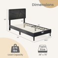 thumbnail image 3 of Costway Twin Size Bed Frame with High Headboard & Wooden Slats No Box Spring Needed, 3 of 10